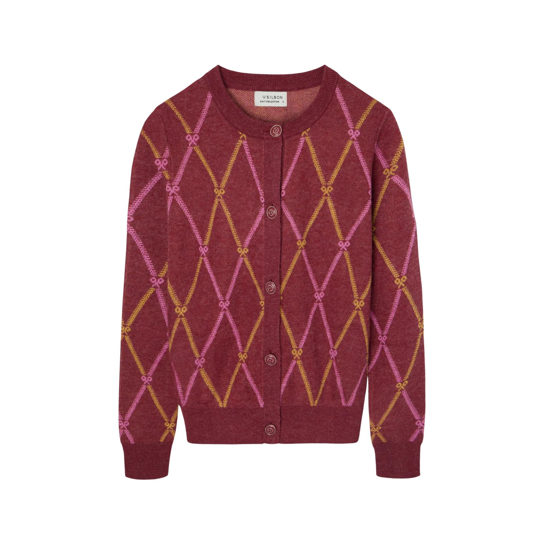 8447340148702 - Damen-Cardigan mit Rauten-Racket-Muster Rebecca