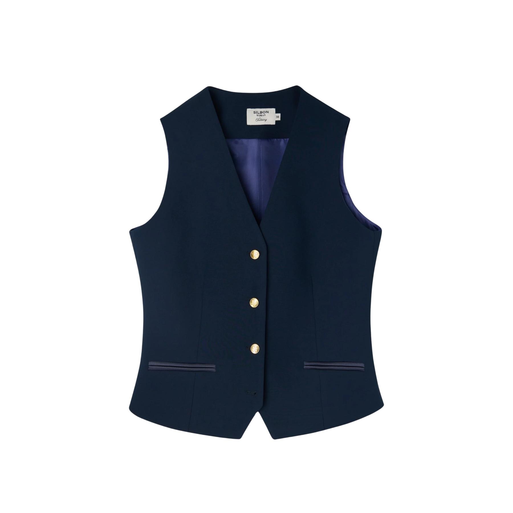 8447340149600 - Klassischer Damen-V-Ausschnitt-Weste Silbon