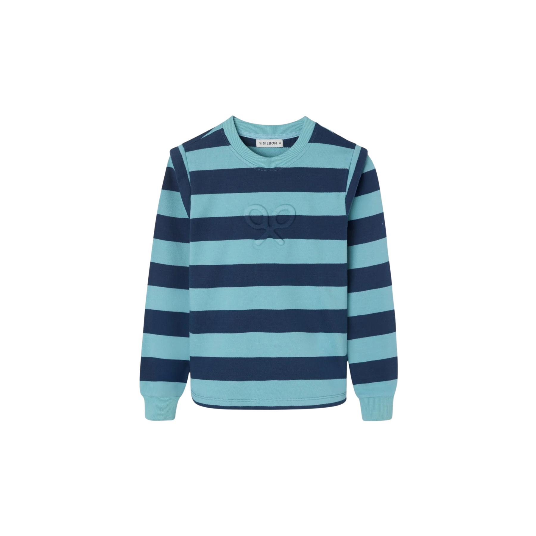 8447340227964 - Mädchen Sweatshirt mit gestreiften Schulterpolstern Silbon