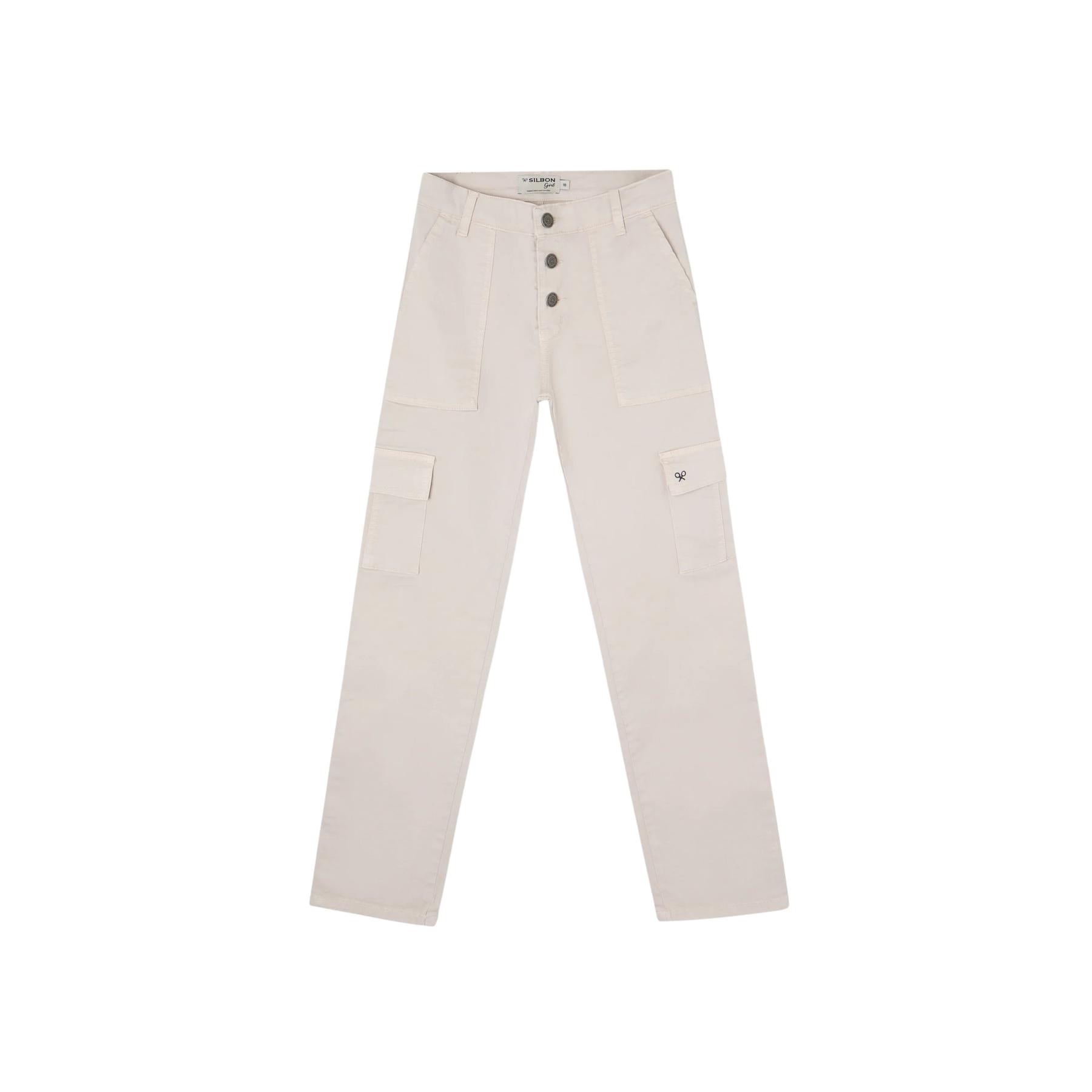 8447340228749 - Mädchen Cargo-Hose mit mittlerer Taille Silbon