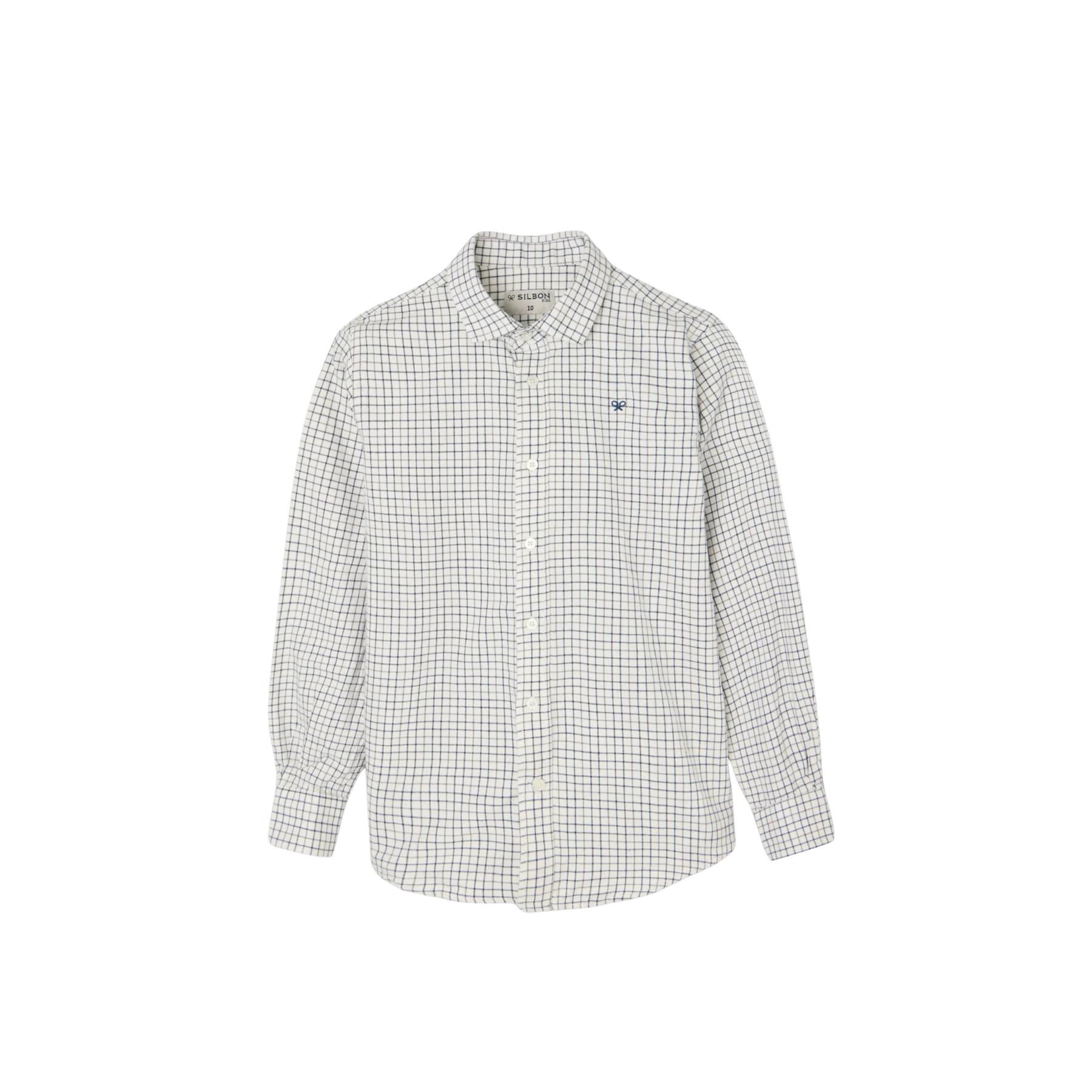 8447340160438 - Kinder Langarmhemd mit zweifarbigem Karomuster Silbon