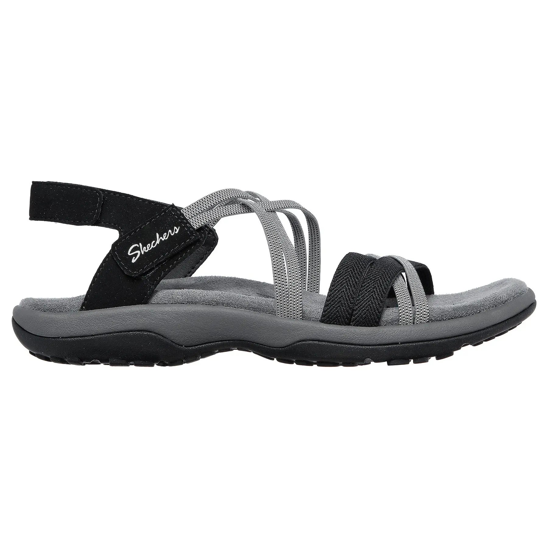 0194880934835 - SKECHERS® Reggae Slim Sandalen Takes Two Klettverschluss für Damen grau 39