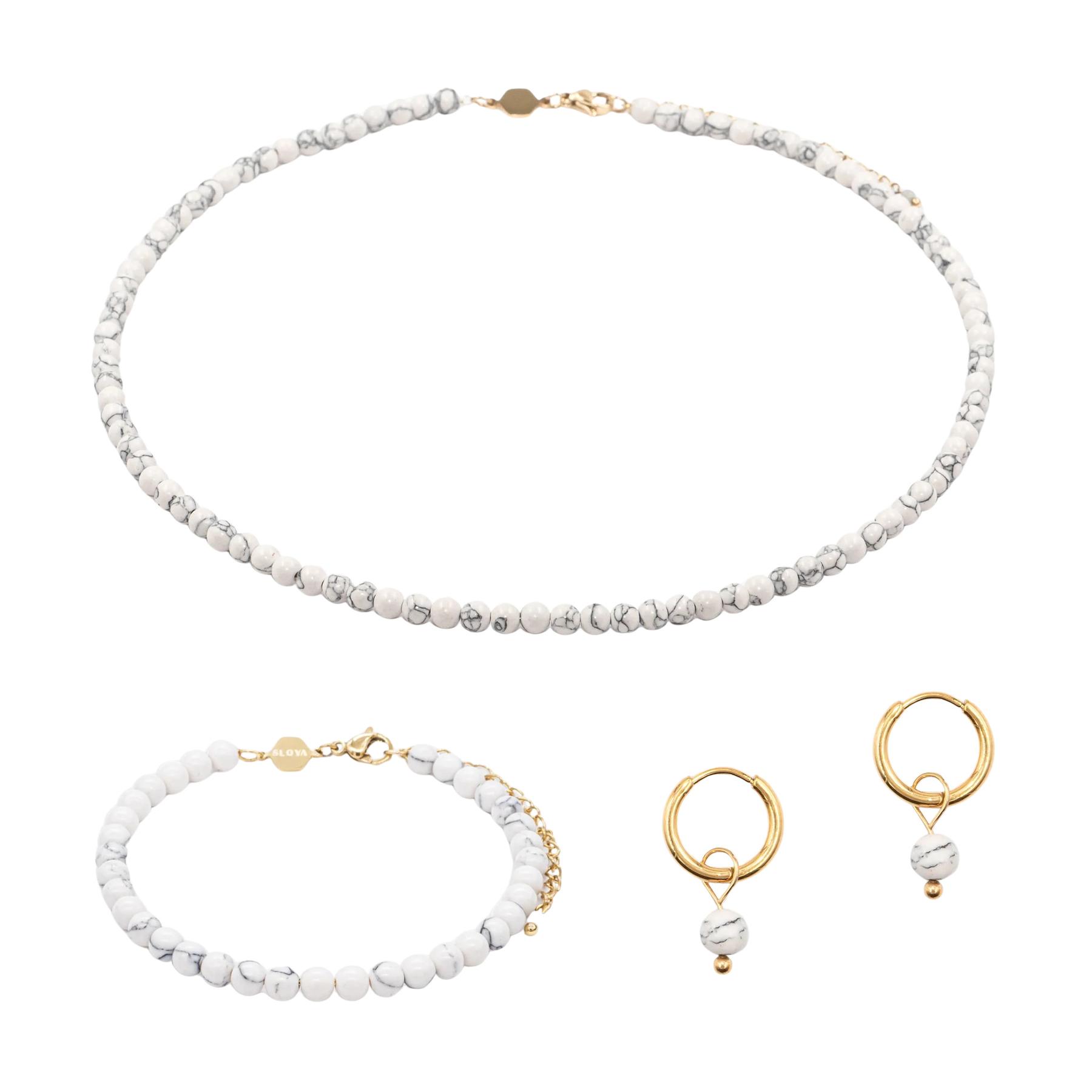 3760341192709 - Collier Armband und Ohrringe aus Howlite für Frauen Serena