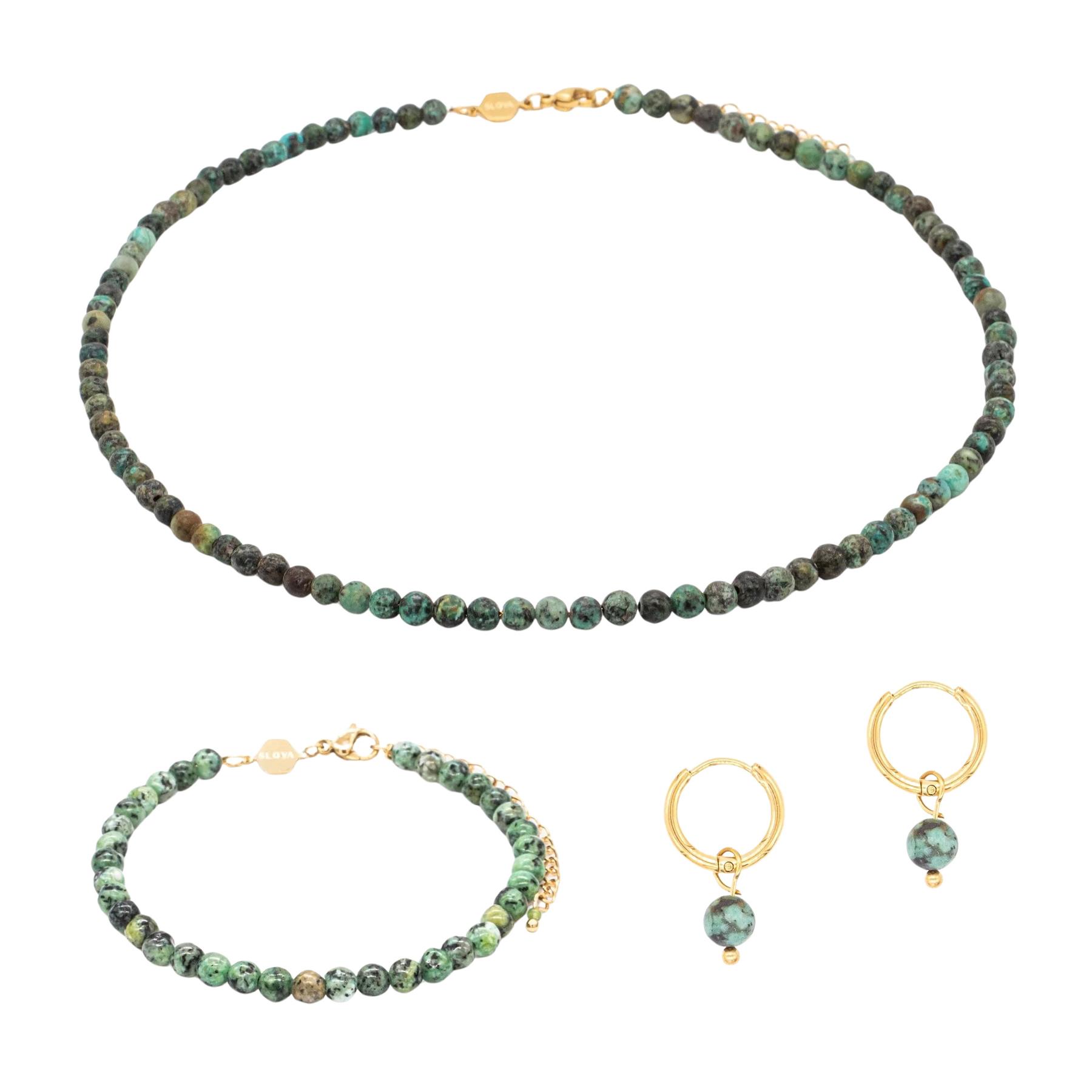 3760341192730 - Halskette Armband und Ohrringe aus afrikanischem Türkis für Frauen Serena 3760341192730 - Halskette Armband und Ohrringe aus afrikanischem Türkis für Frauen Serena