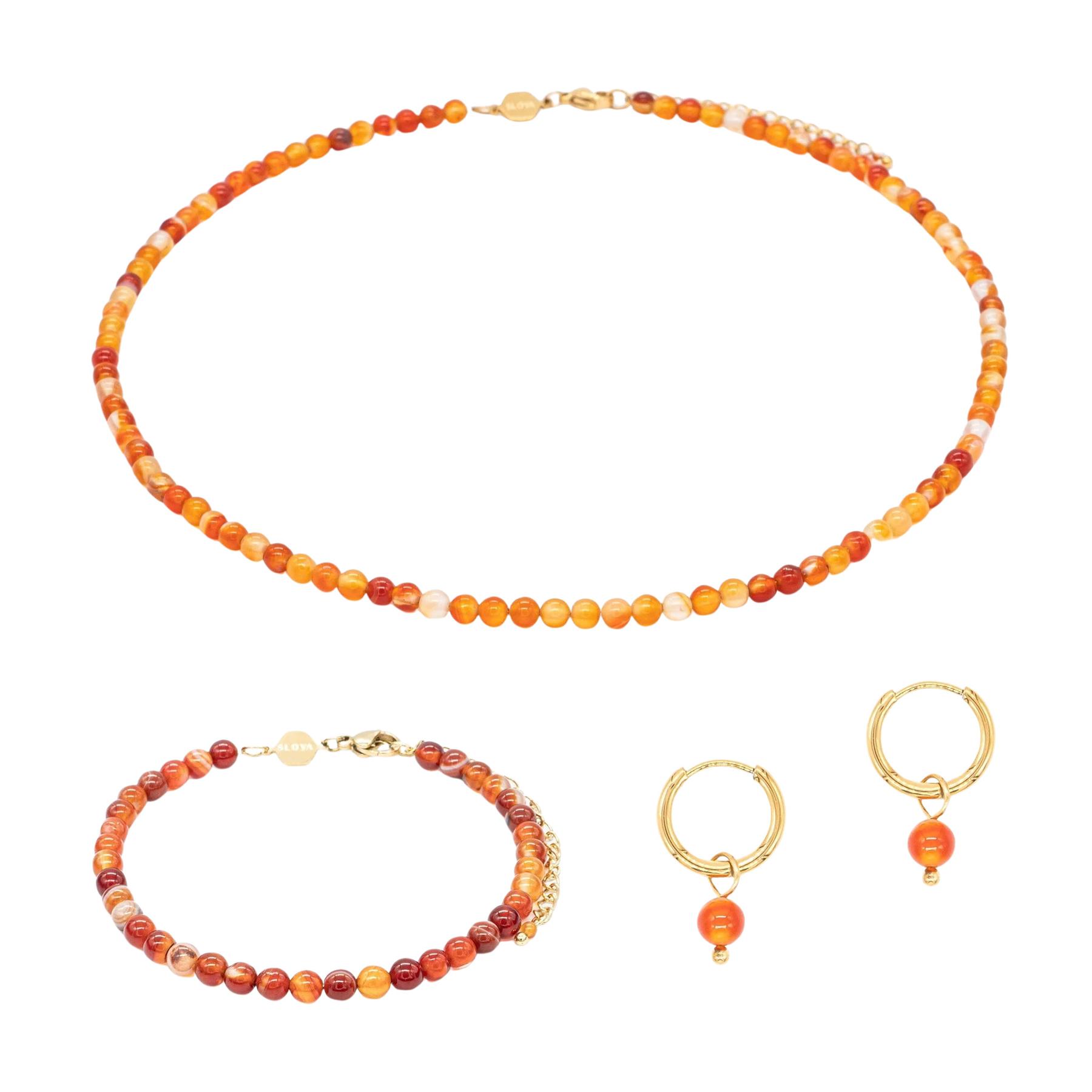 3760341192617 - Halskette Armband und Ohrringe aus Karneol für Frauen Serena