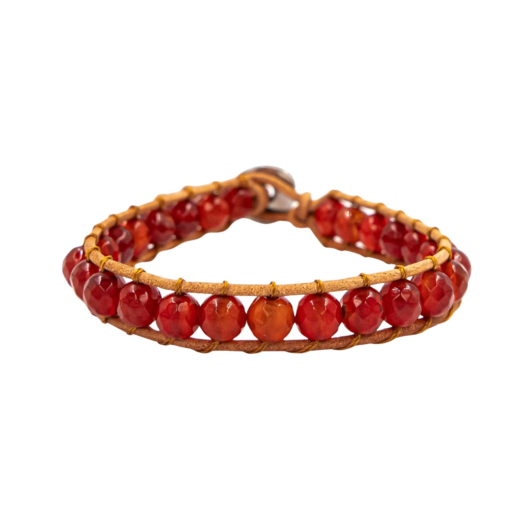 3760341190279 - Armband aus Karneol und echtem Leder für Frauen Facelia 3760341190279 - Armband aus Karneol und echtem Leder für Frauen Facelia