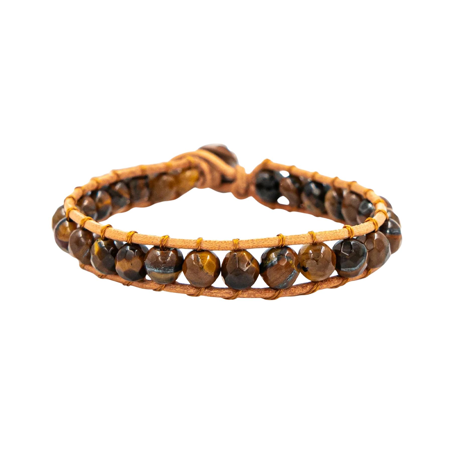 3760341190231 - Tigerauge und echtes Leder Armband für Frauen Facelia 3760341190231 - Tigerauge und echtes Leder Armband für Frauen Facelia