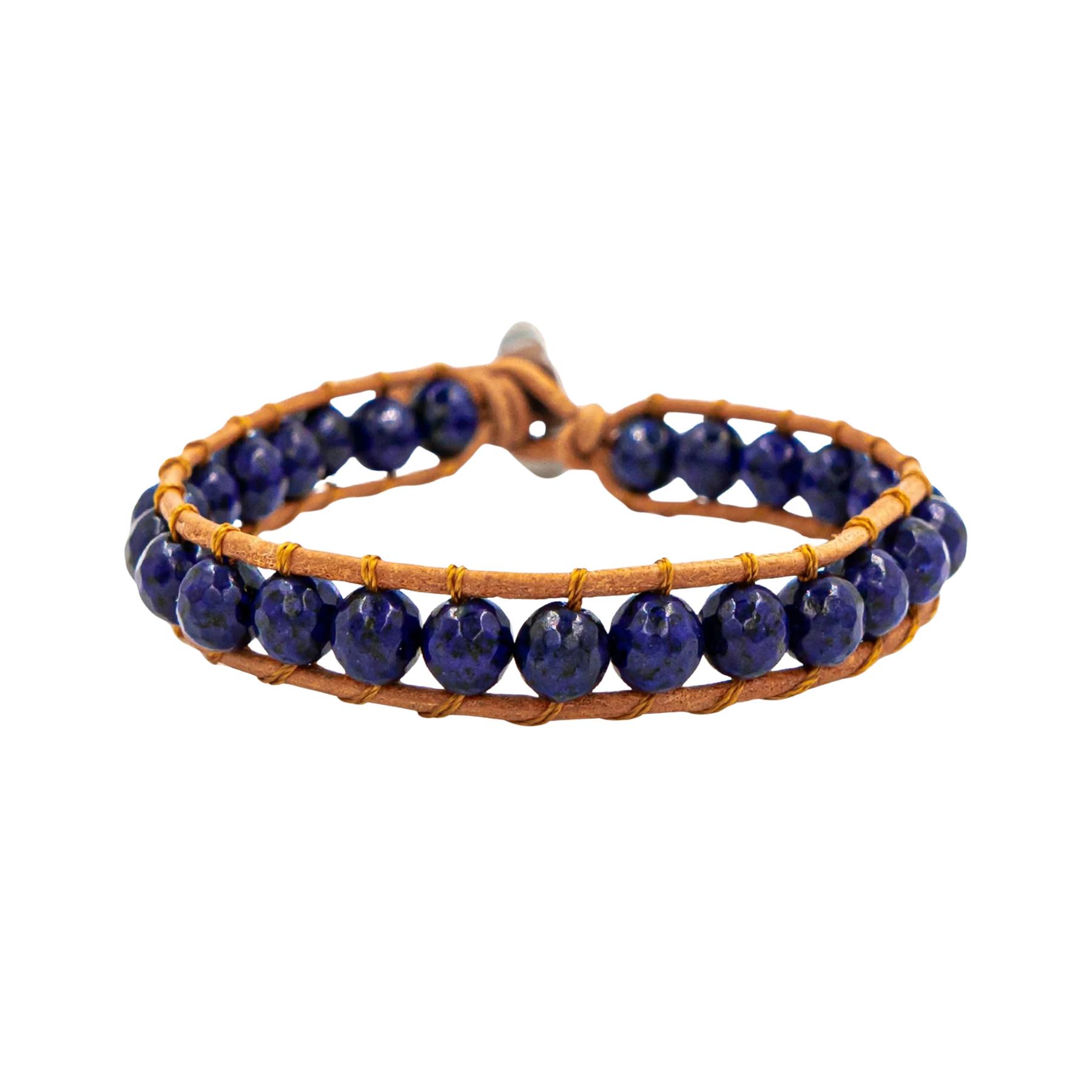 3760341190255 - Armband aus Lapis Lazuli und echtem Leder für Frauen Facelia