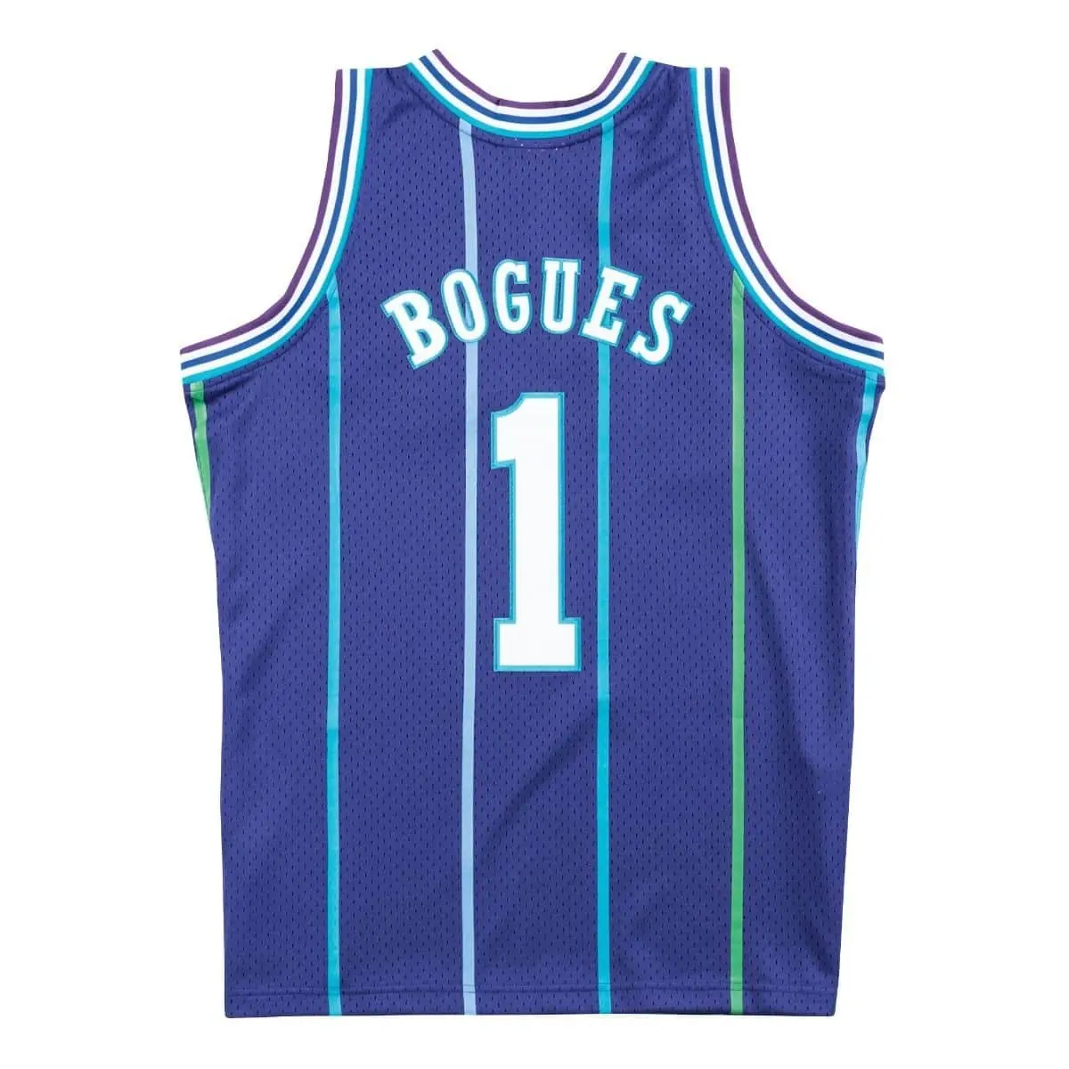 Maillot NBA Charlotte Hornets Rayé Blanc - Signé Muggsy Bogues - Authentifié JSA - Taille XL