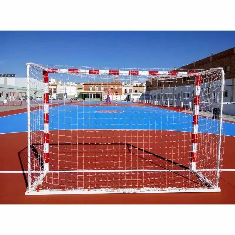 Softee Equipment Lot de 2 buts de futsal/handball métalliques mobile avec base , Rouge, Taille 80x80 mm