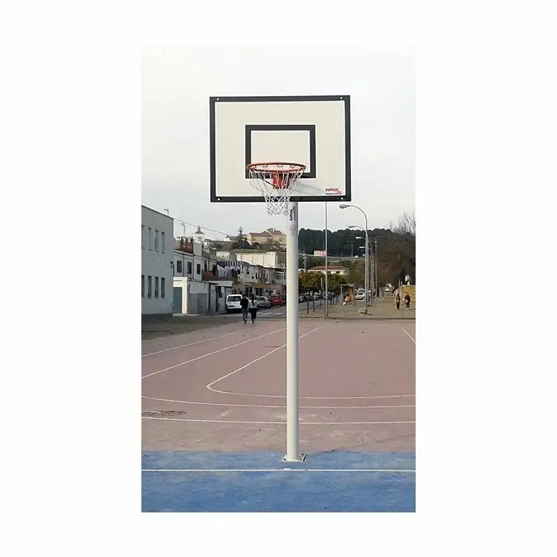 Set aus 2 fixen Einrohr-Minibasketballkörben mit Basis für Verankerung - ohne Brett, Reifen Softee Equipment