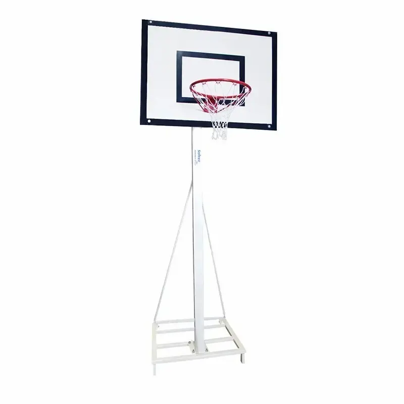 2er-Pack Minibasketballkörbe, einröhrig, transportabel, mit 2 Rädern und Wagen - ohne Brett und Reifen Softee Equipment Deluxe