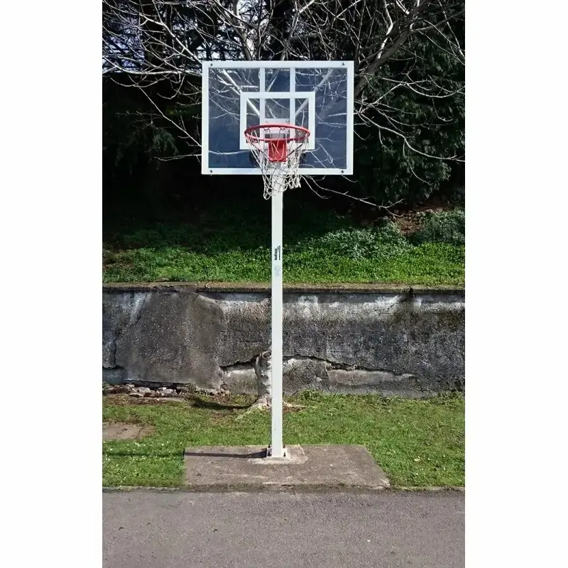 Set von 2 Einrohr-Minibasketballkörben mit Basis für Verankerung - ohne Brett oder Reifen Softee Equipment Deluxe