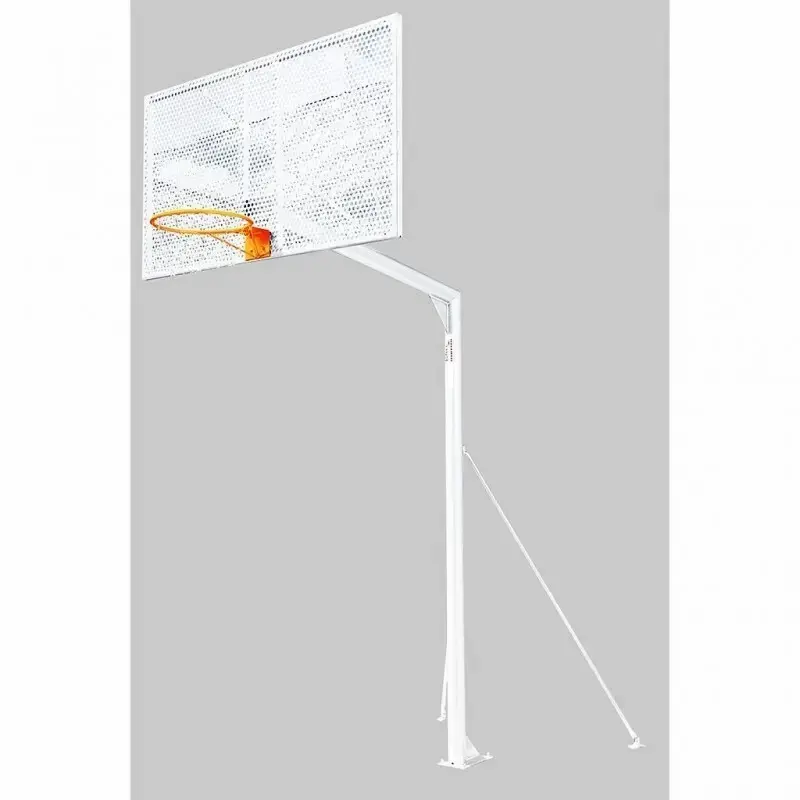 Set mit 2 vandalismusbeständigen Basketballkörben aus lackiertem Rohr, Reifen, Netzen und Brettern Softee Equipment