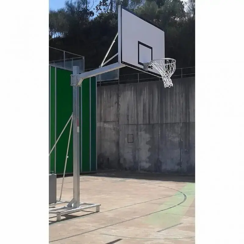 Set aus 2 verzinkten Einrohr-Basketballkörben mobil 2 Räder mit Transportwagen, ohne Bretter, Reifen und Netz Softee Equipment Deluxe