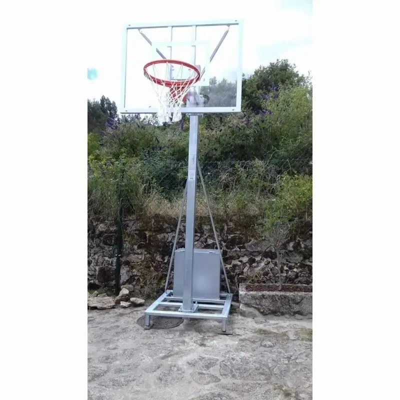 2er Pack Körben Minibasket Einrohr mobil verzinkt 2 Räder mit Wagen ohne Backboards Reifen und Netze Softee Equipment Deluxe