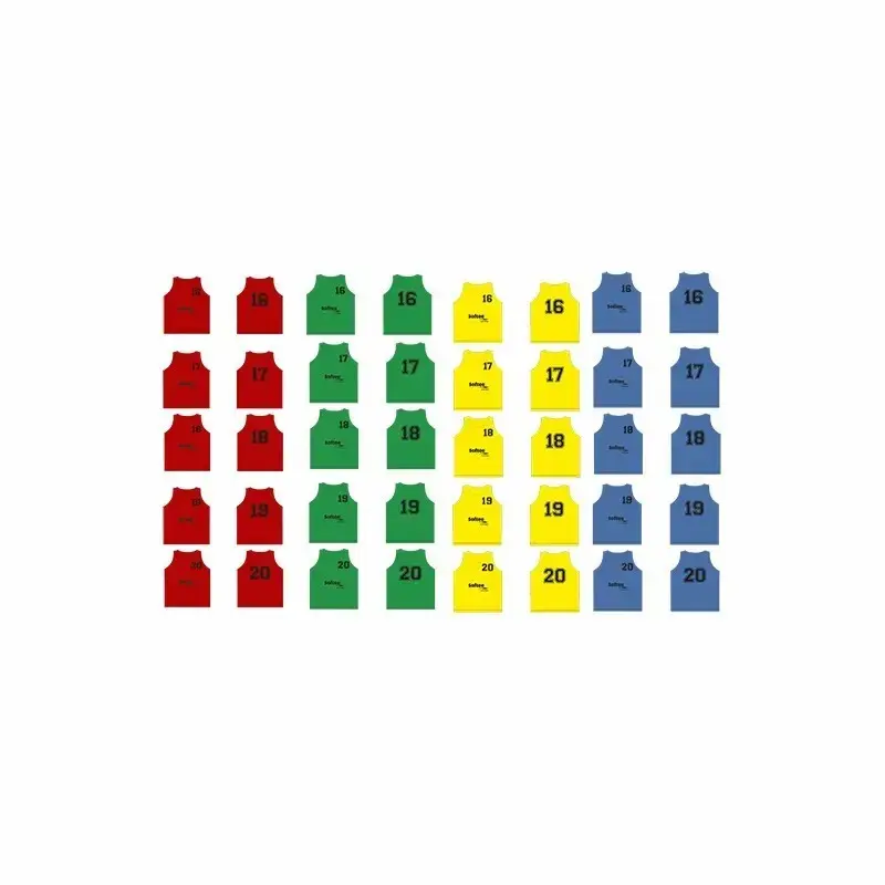 Softee Lot de 5 chasubles numérotés du 16 à 20 , Bleu, Taille TU