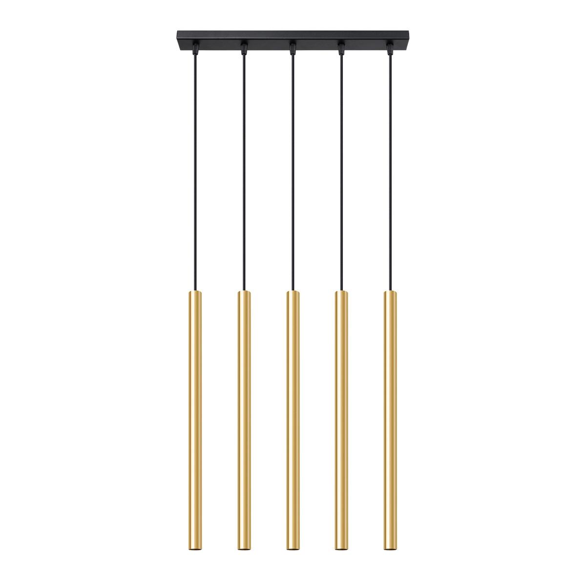 5903282734173 - SL1198 Hängeleuchte pastelo G9 5 x 8W Stahl gold L45cm B5cm H90cm dimmbar - Sollux