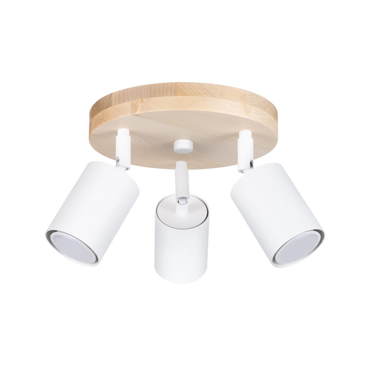 5903282742420 - SL1287 Spotleuchte verdo GU10 3 x 10W Stahl weiß Holz L33cm B33cm H17cm dimmbar - Sollux