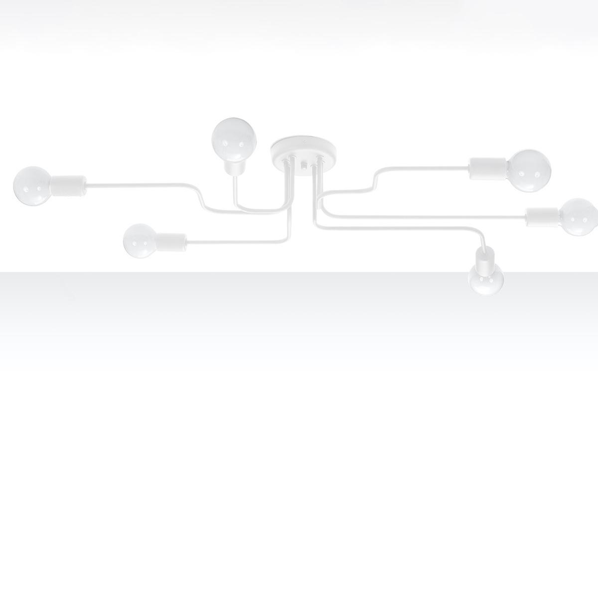 5903282776739 - SL1443 Deckenleuchte vector 6 E27 6 x max15W led Stahl weiß B64cm H155cm dimmbar - Sollux