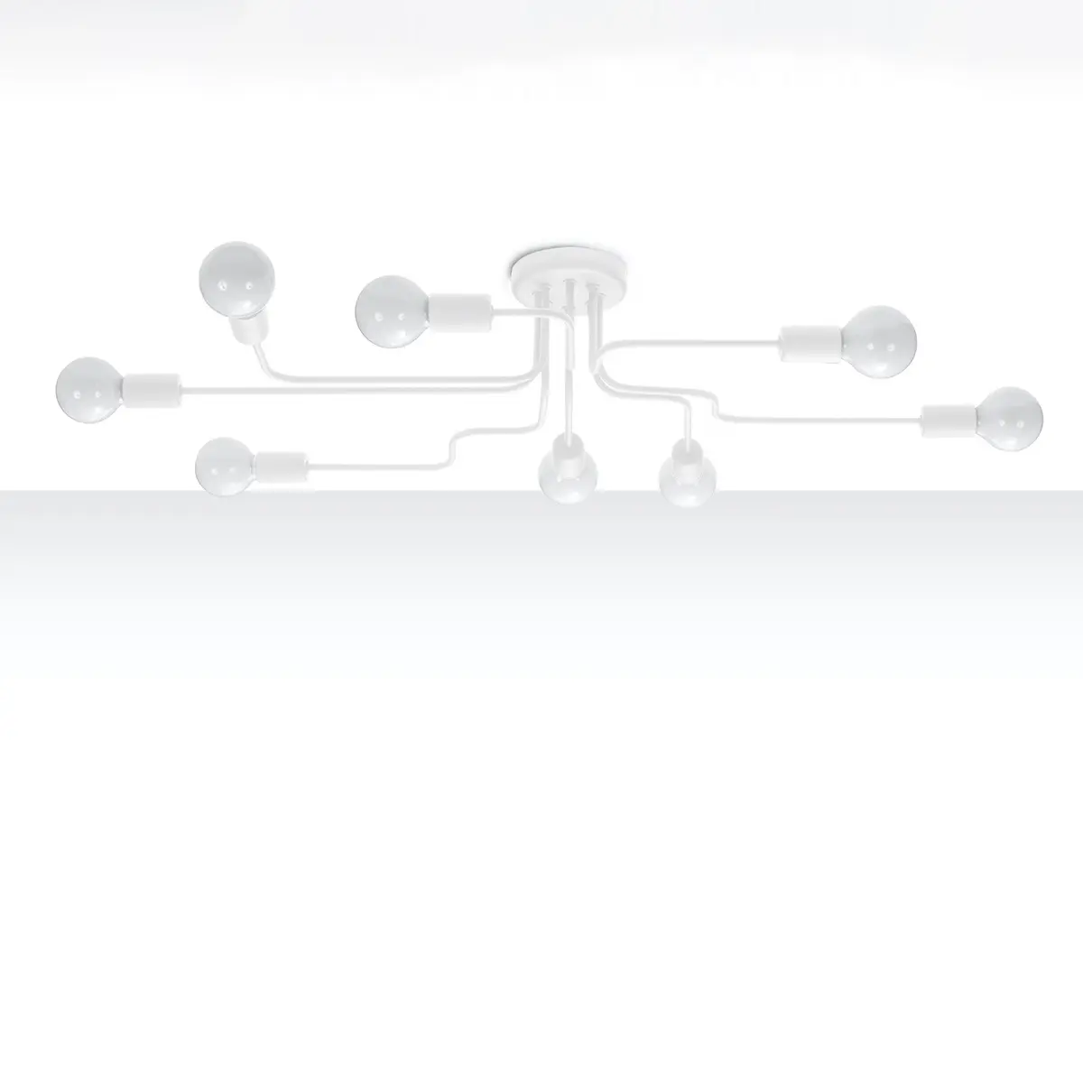 5903282776746 - SL1444 Deckenleuchte vector 8 E27 8 x max15W led Stahl weiß B56cm H155cm dimmbar - Sollux