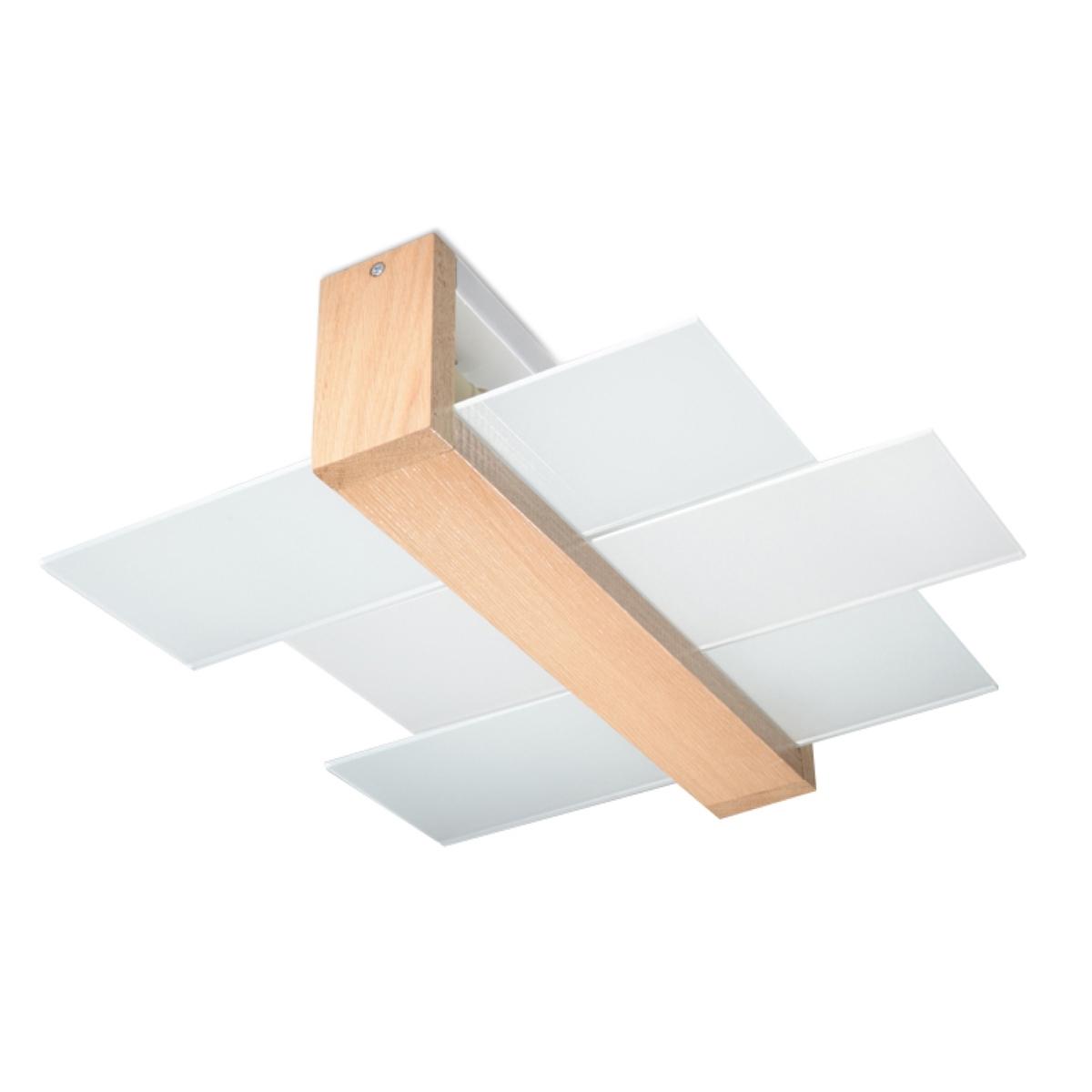 5902622425788 - Efectoled - sollux Beleuchtung Feniks 2 Deckenlampenschirm De Holz + Kombination De Lampenschirm De Glas Auswechselbare Glühbirne E27 2 x 60 w Holz