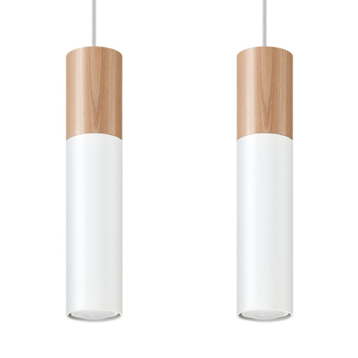 5903282706286 - Lighting Pablo 3 Faretto Lampada a Sospensione a Soffitto Design Minimalista ee Scandinavo Lampadina GU10 Sostituibile 3x40 w Legno Naturale