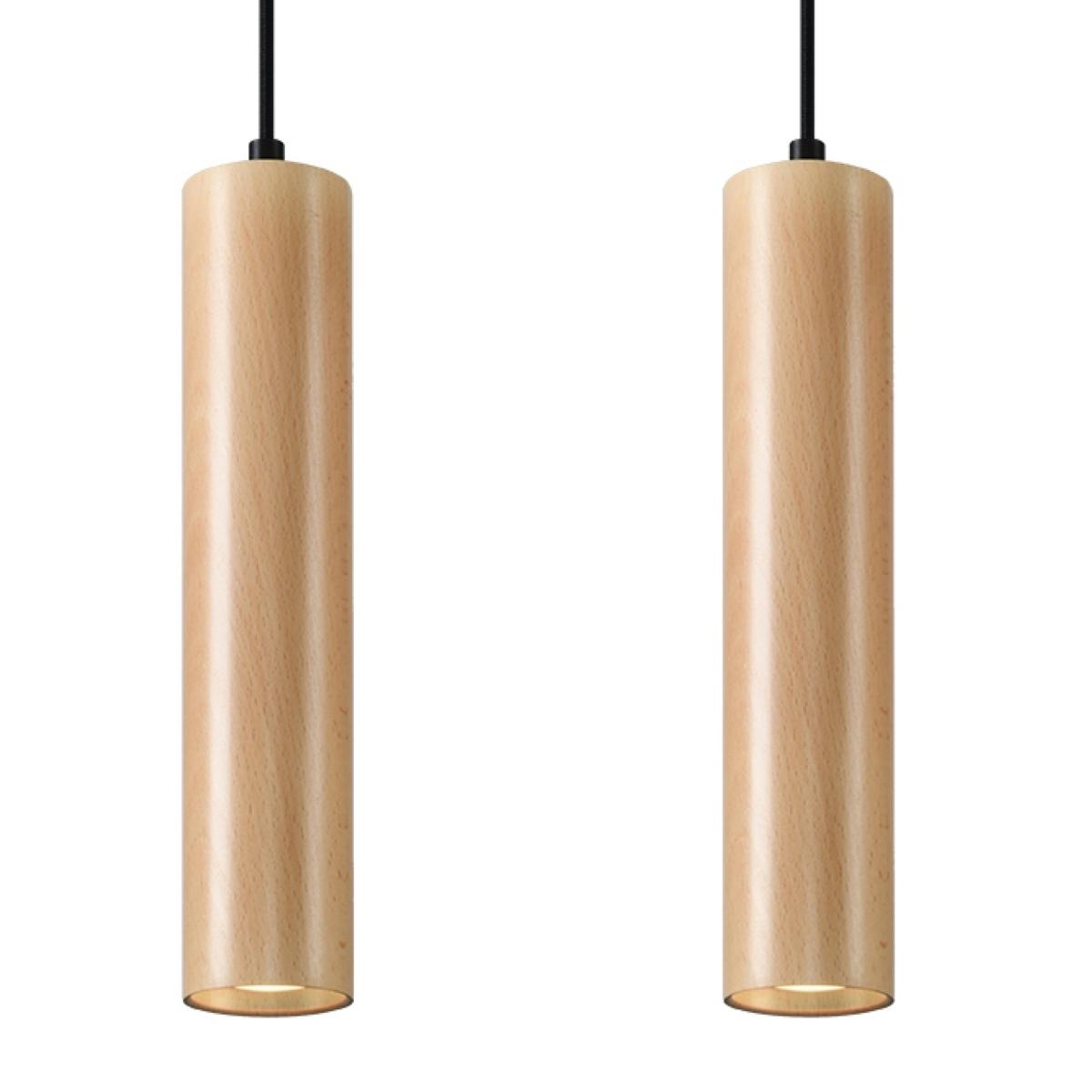 5903282706361 - Sollux - lighting Lino 3 Spotlight Decken-Pendelleuchte skandinavisches & rustikales Design austauschbare GU10-Glühbirne 3 x 40 w Naturholz