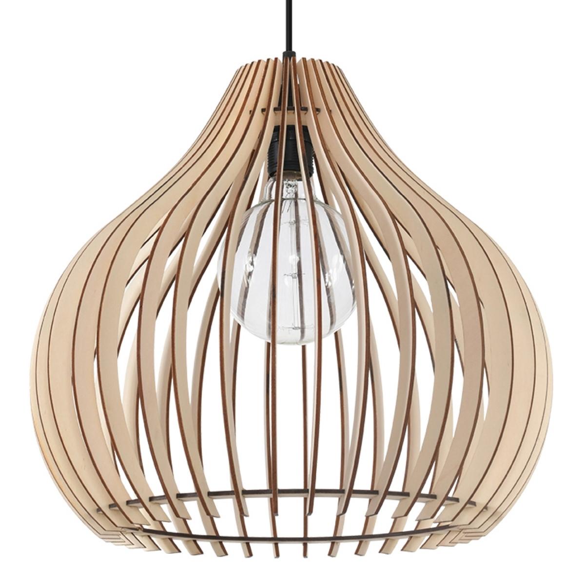 5903282706385 - Sollux - Wire Frame Pendant Light Natural Wood E27 Drahtrahmen Pendelleuchte Naturholz E27