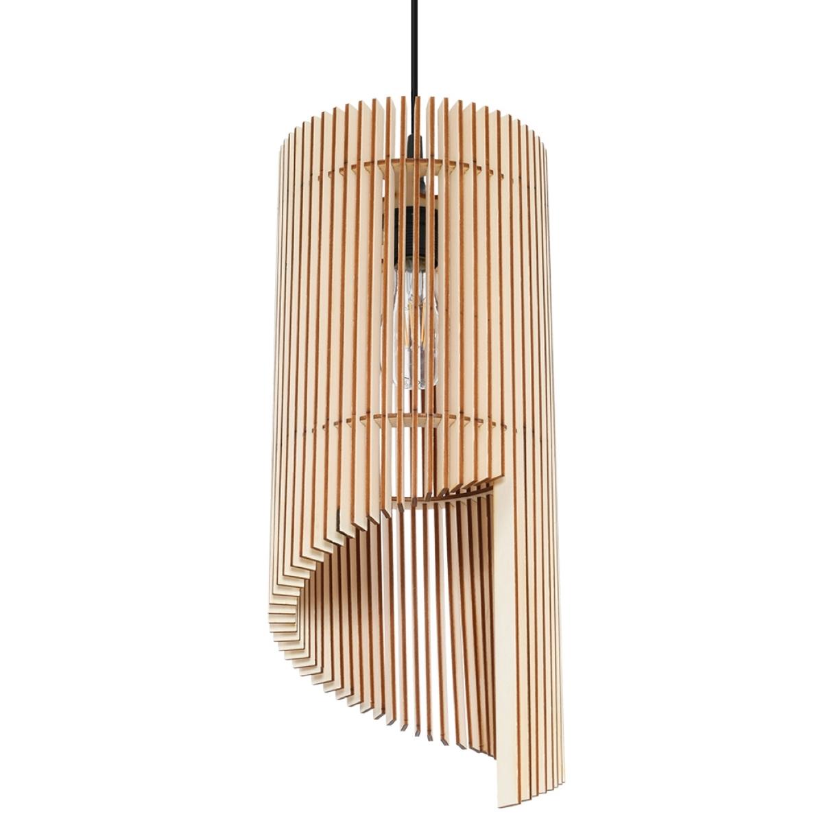 5903282706392 - Sollux - Wire Frame Pendant Light Natural Wood E27 Drahtrahmen Pendelleuchte Naturholz E27