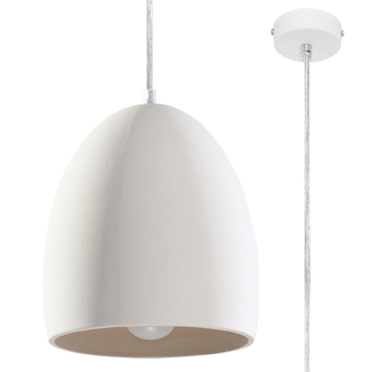 5903282761681 - Sollux - Lampadario Cupola Ceramica Bianca E27 Hängeleuchte de Keramik Typ domo Blanco E27