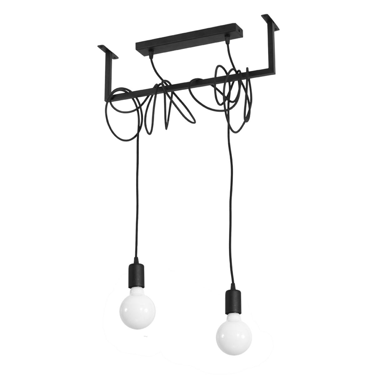 5903282798946 - Sollux - Modern Straight Bar Pendant 2 Light Black E27 Moderne Straight Bar Pendelleuchte 2-flammig Schwarz E27