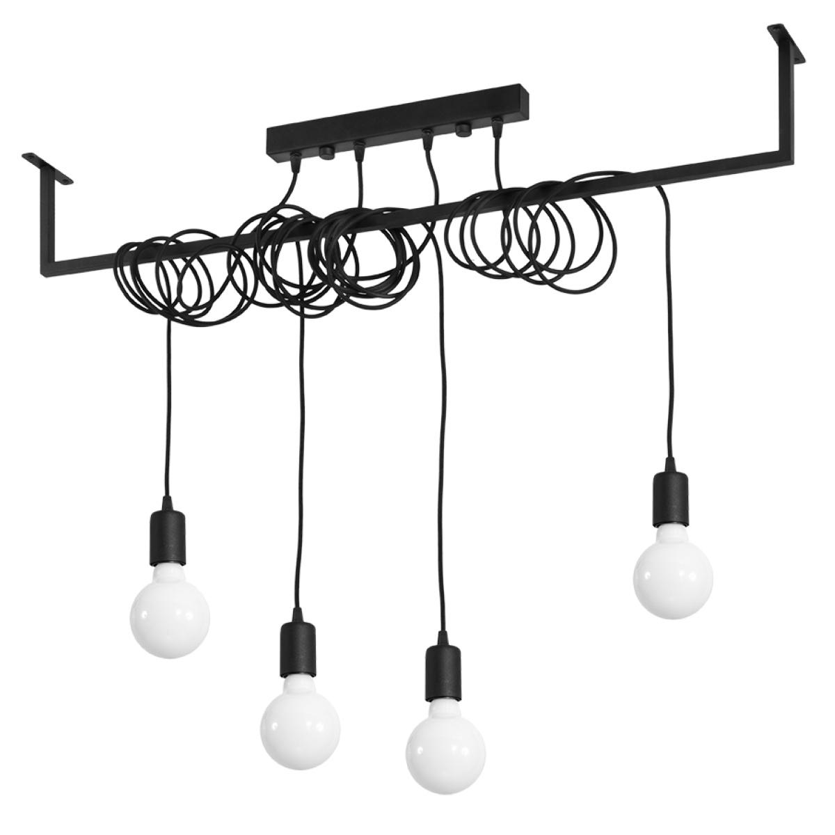 5903282798953 - Sollux - Modern Straight Bar Pendant 4 Light Black E27 Moderne Straight Bar Pendelleuchte 4-flammig Schwarz E27