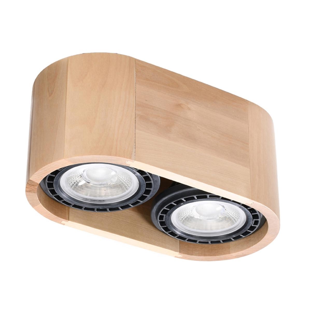 5903282799141 - Sollux - Oval Twin Surface Mounted Downlights Flush Light Natural Wood GU10 Oval Twin Aufbau-Downlights Flächenbündig Naturholz GU10