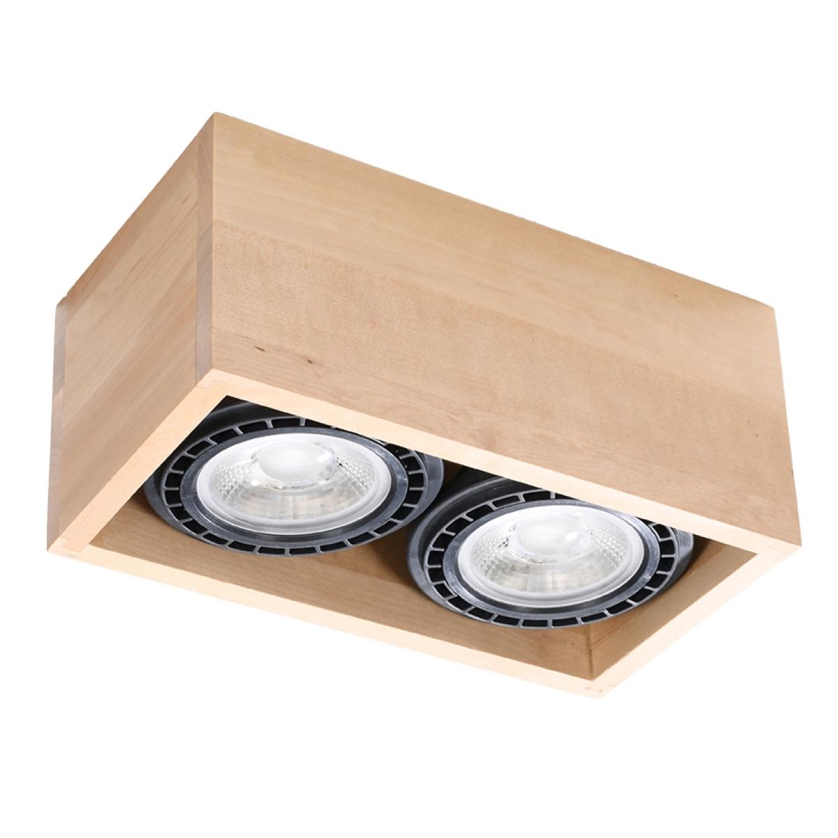 5903282799165 - Sollux - Rectangle Twin Surface Mounted Downlights Flush Light Natural Wood GU10 Rechteckige Doppel-Aufbau-Downlights Flächenbündiges Licht Naturholz