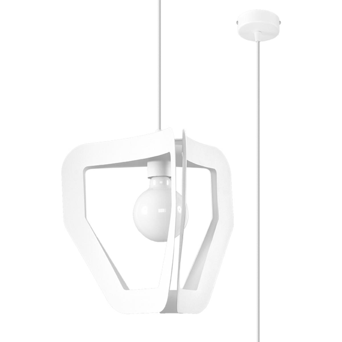 5903282799295 - Sollux - Modern Wire Frame Pendant Light White E27 Moderne Drahtrahmen-Pendelleuchte Weiß E27