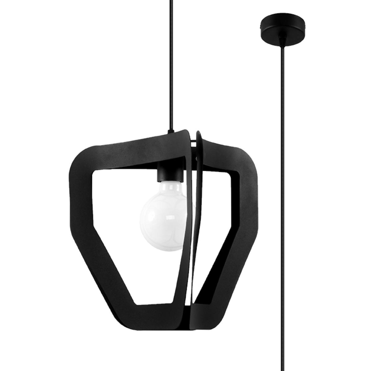 5903282731530 - Sollux - Modern Wire Frame Pendant Light Black E27 Moderne Drahtrahmen-Pendelleuchte Schwarz E27