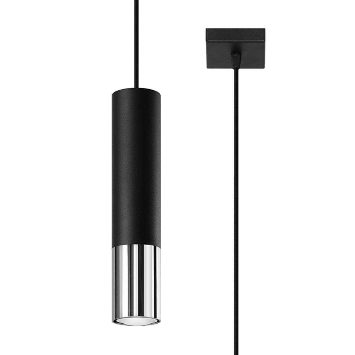 5903282731639 - Sollux - Slim 8cm Pendant Light Black Chrome GU10 Slim 8cm Pendelleuchte Schwarz Chrom GU10
