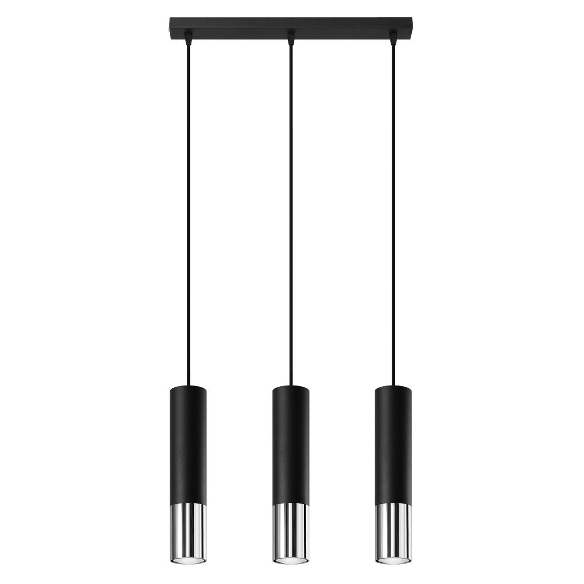 5903282731653 - Sollux - lighting Loopez 3P Faretto Lampada a Sospensione a Soffitto Paralume Cilindrico + Combinazione Di 2 Metalli Lampadina GU10 Sostituibile