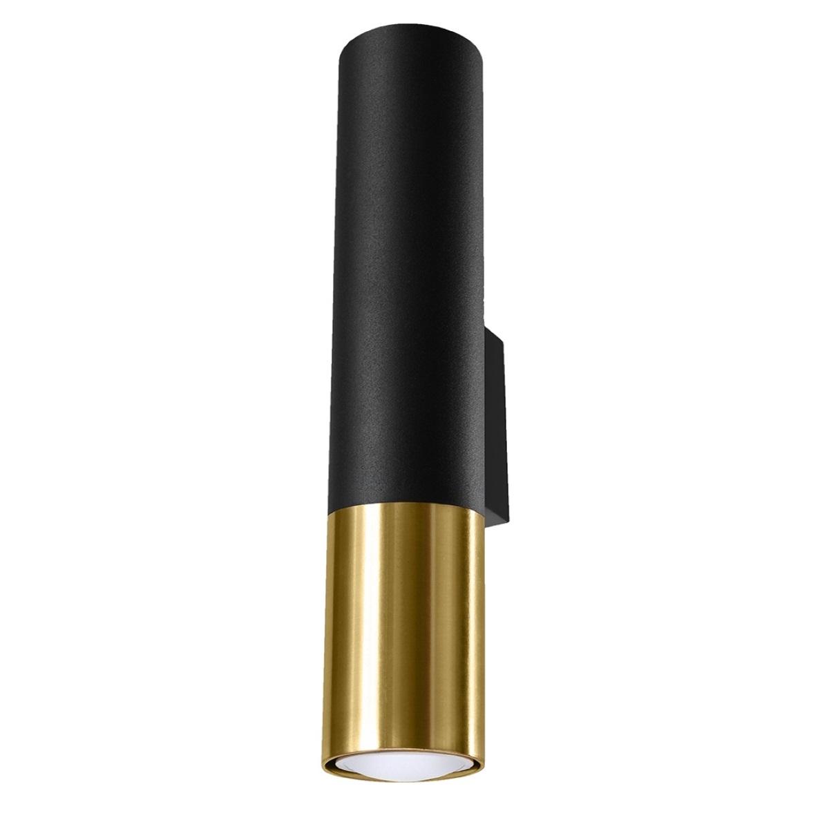 5903282731738 - Sollux - lighting Loopez Spotlight Deckenleuchte zylindrischer Schirm + 2-Metall-Kombination austauschbare GU10-Glühbirne 1 x 40 w Stahl Schwarz