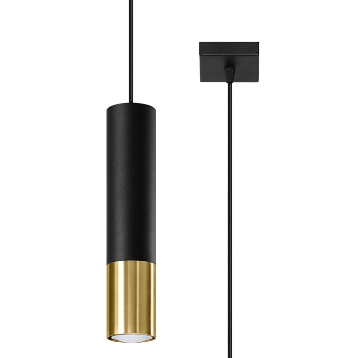 5903282731752 - Sollux - Slim 8cm Pendant Light Black Gold GU10 Slim 8cm Pendelleuchte Schwarz Gold GU10
