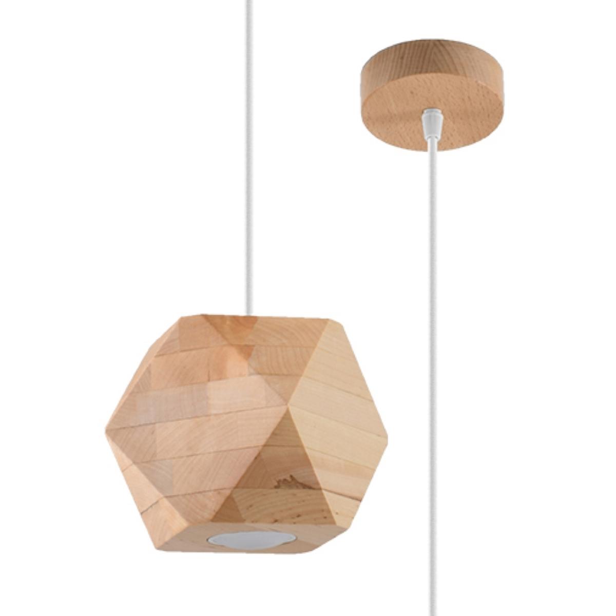 5902622421100 - Sollux Lighting Woody Lampe de Decke de Naturholz 3 Quellen de luz - Lampe de geometrisches Design Beleuchtung de Beleuchtung de Wand Wohnzimmer