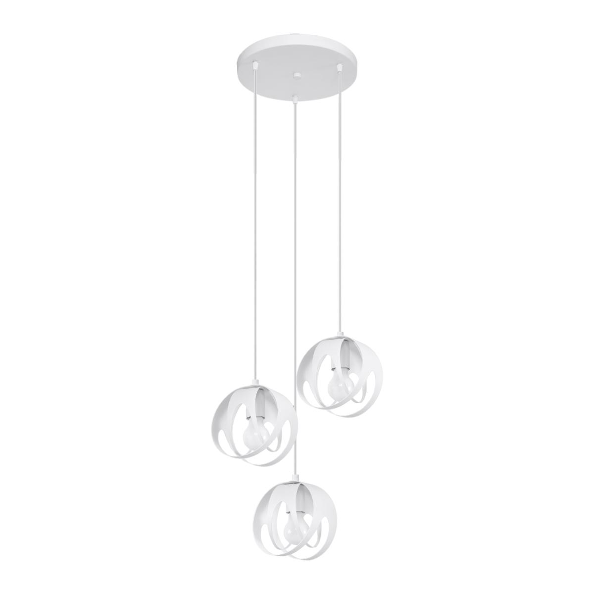 5903282725331 - Greenice - Sollux Lampada a sospensione Tulos 3p acciaio bianco 60W l 30 cm b 30 cm h 117 cm Dimmabile