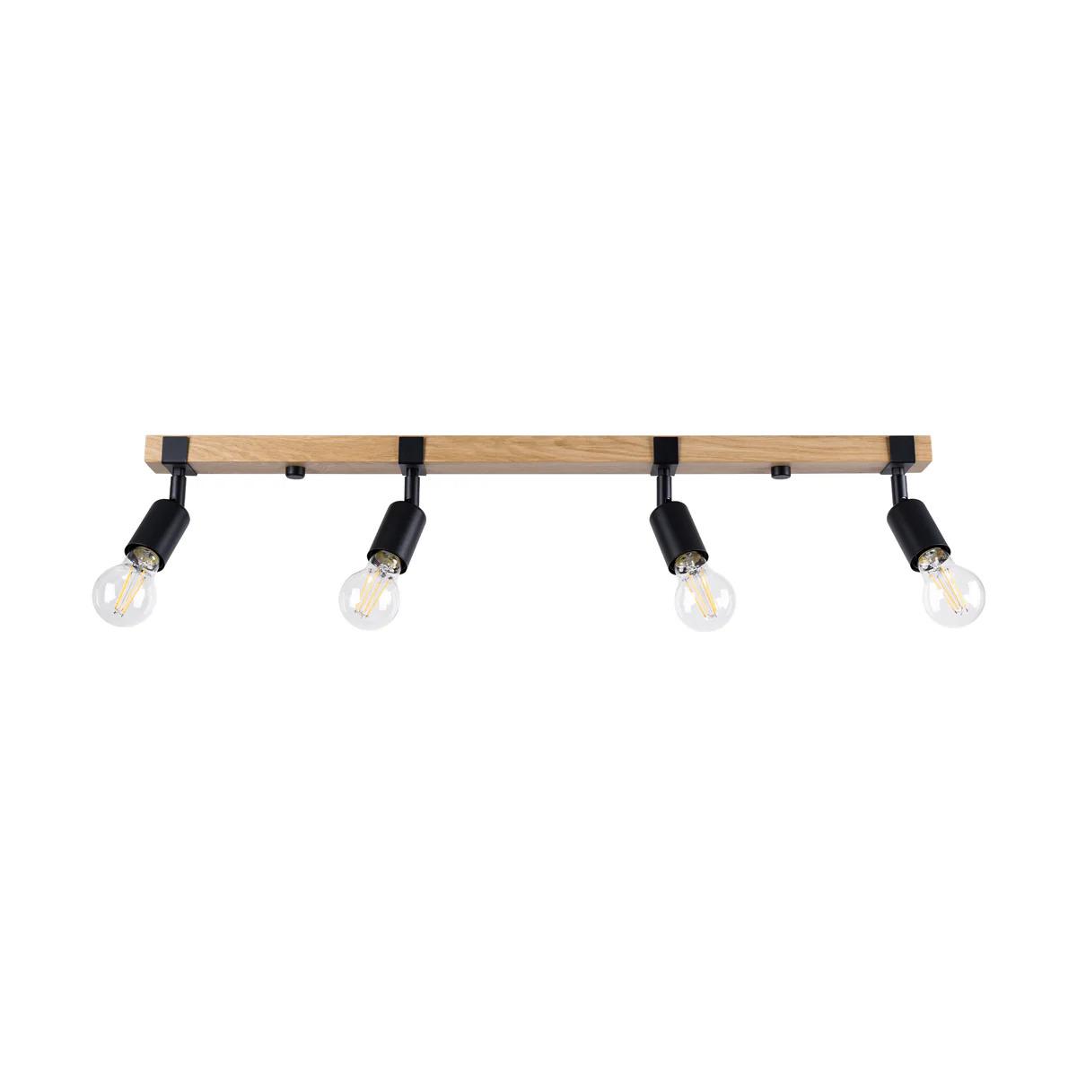 5903282735163 - SL1298 Spotleuchte zuca E27 4 x 15W Stahl schwarz Holz L89cm B15cm H14cm dimmbar - Sollux