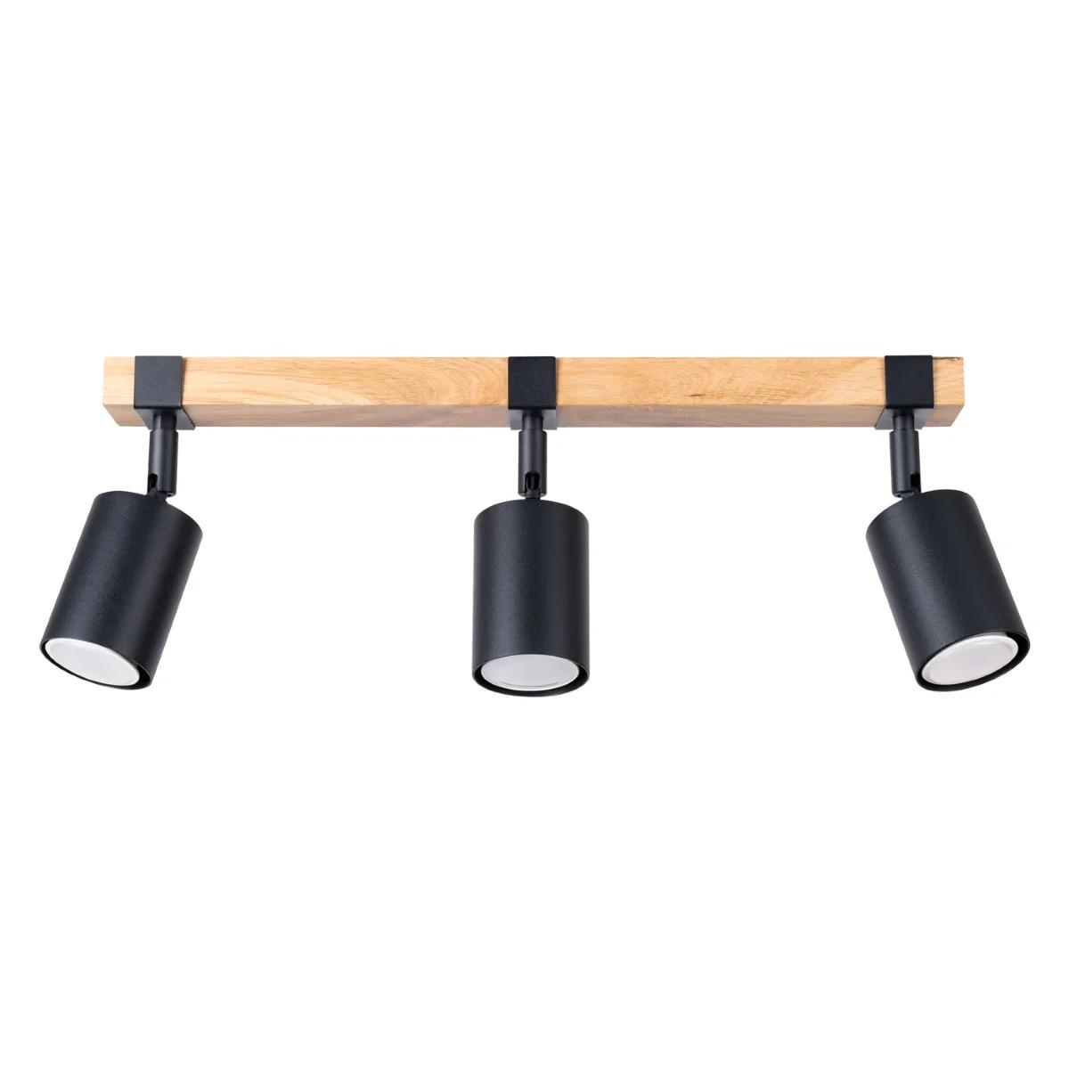 5903282773004 - SL1345 Spotleuchte FAGER 3 GU10 3 x max10W LED Stahl Holz natural schwarz B6cm H172cm dimmbar