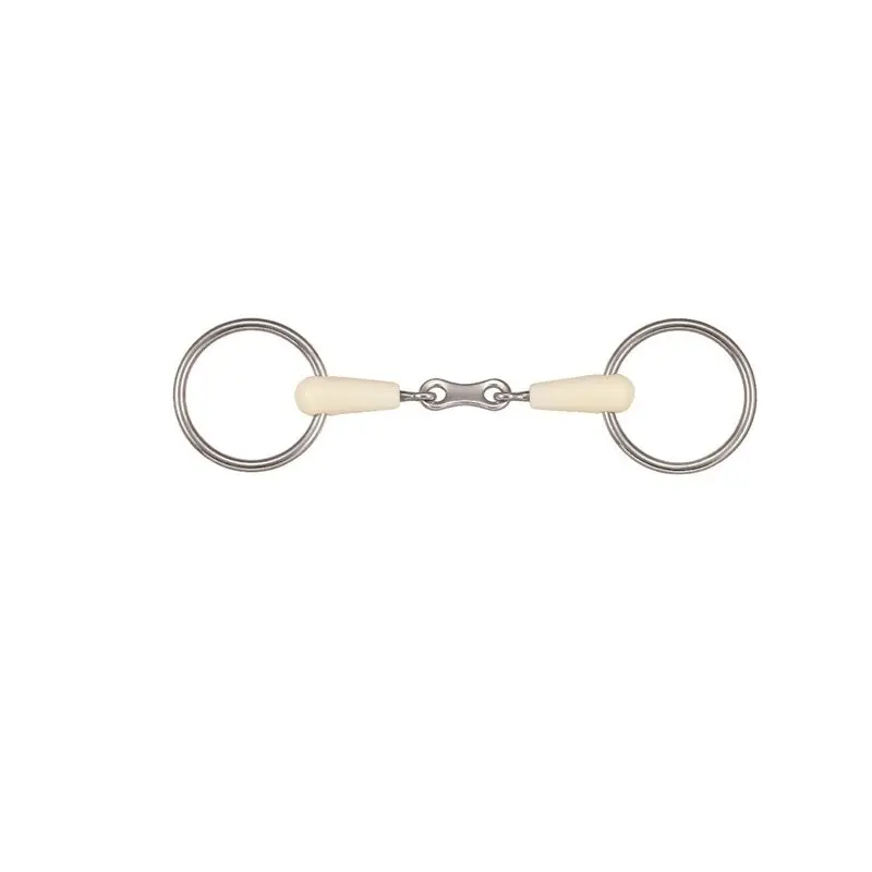 Mors 2 anneaux pour cheval amovible double articulation + maillon Soyo Happy mouth