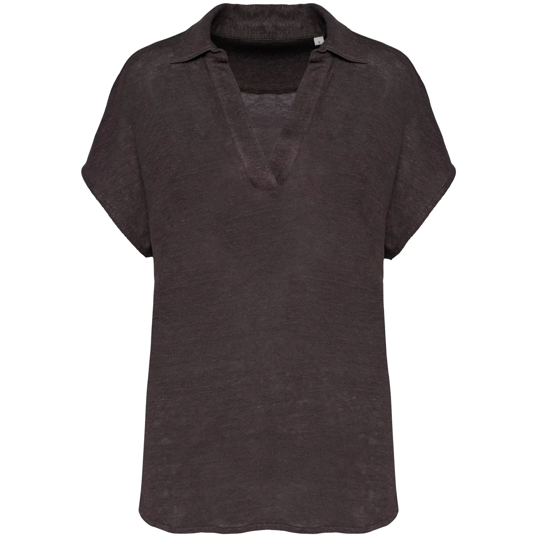 Spasso Women's Gris Linen Polo Shirt