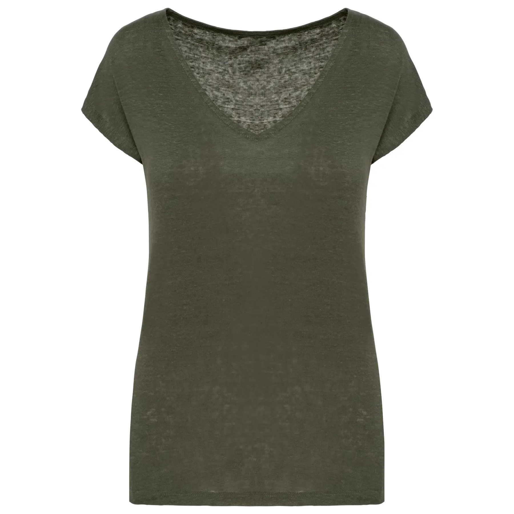 Damen V-Ausschnitt T-Shirt aus Leinen Spasso
