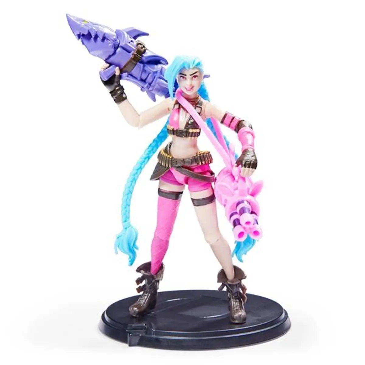 0778988384794 - League of Legends - 10cm Jinx Actionfigur mit 2 Waffen (Gräte & Peng-Peng) und Ausstellungssockel Spielfigur