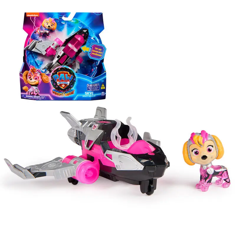 0778988486450 - Paw Patrol Mighty Kinofilm - Basis Fahrzeug von Skye mit Welpenfigur Spielfahrzeug